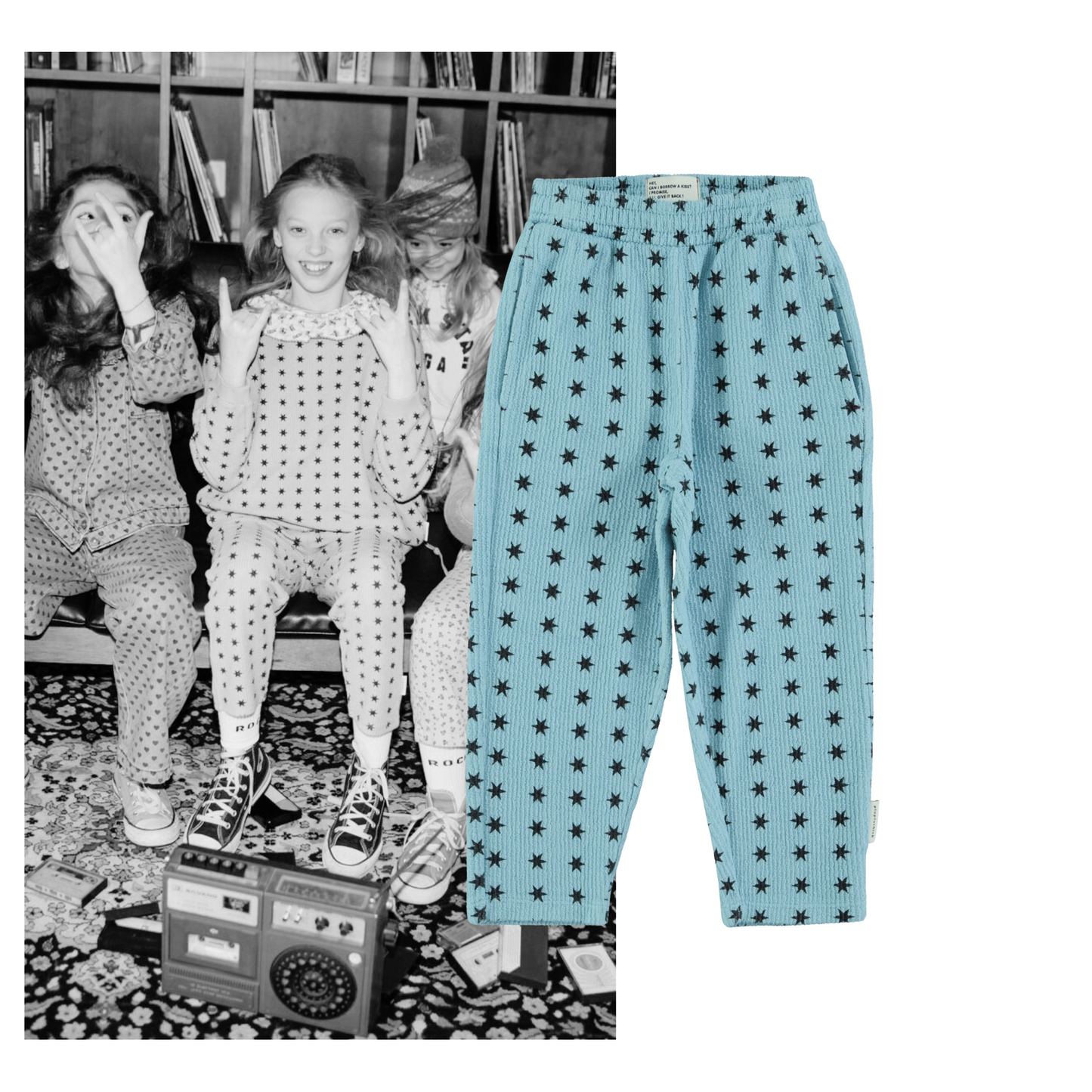 Piupiuchick AW25 - Jogging pants | Blue w/ black stars