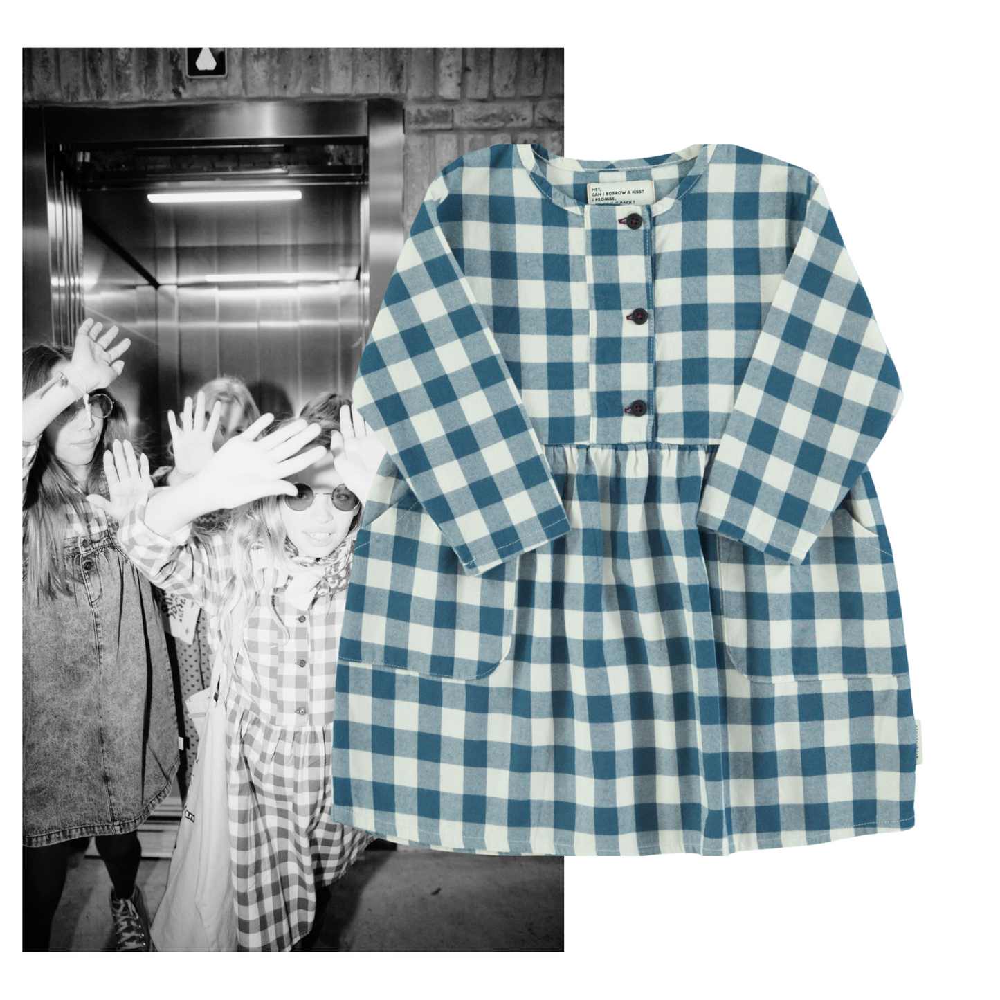 Piupiuchick AW25 - Short dress | Blue & white checkered
