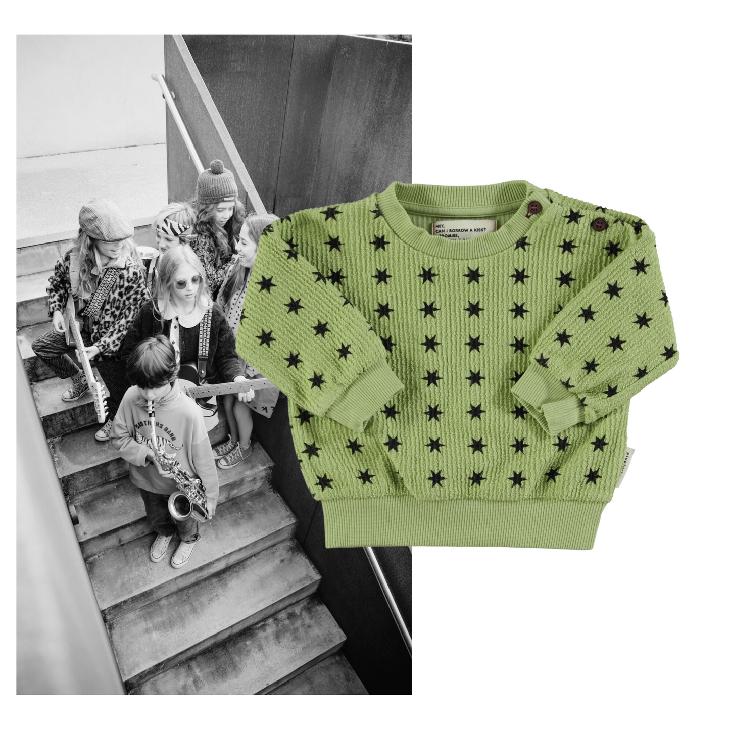 Piupiuchick AW25 - Sweatshirt | Green w/ black stars