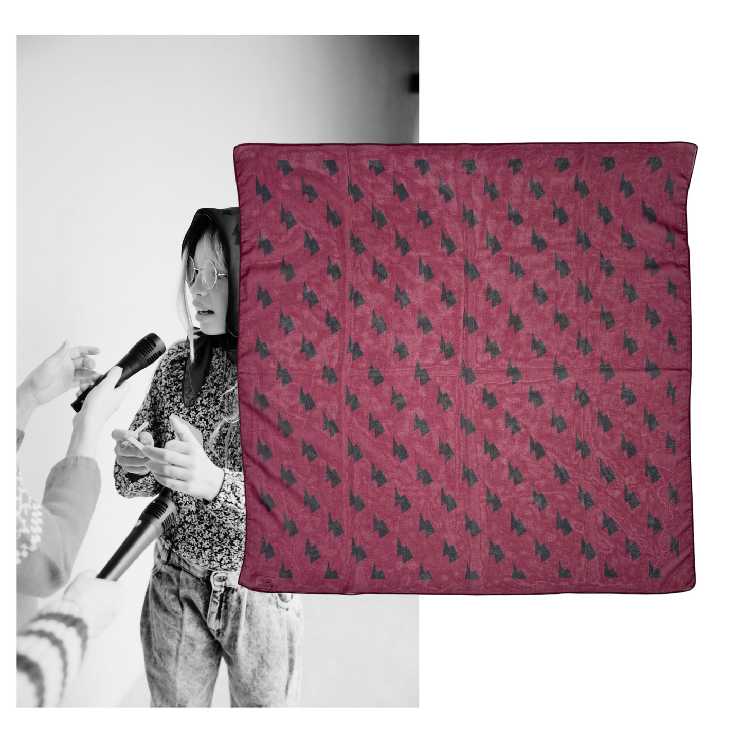 Piupiuchick AW25 - Chiffon bandana | Aubergine w/ bolts allover