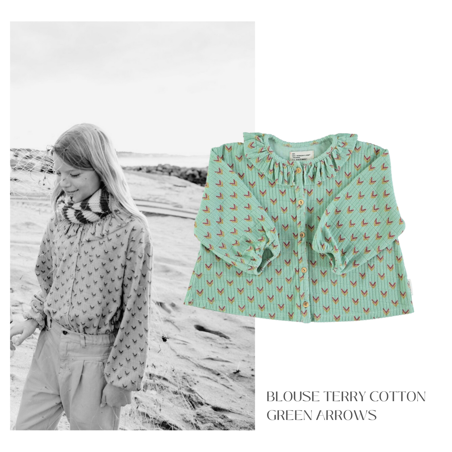 Piupiuchick - Blouse Terry Cotton Green Multicolor Arrows