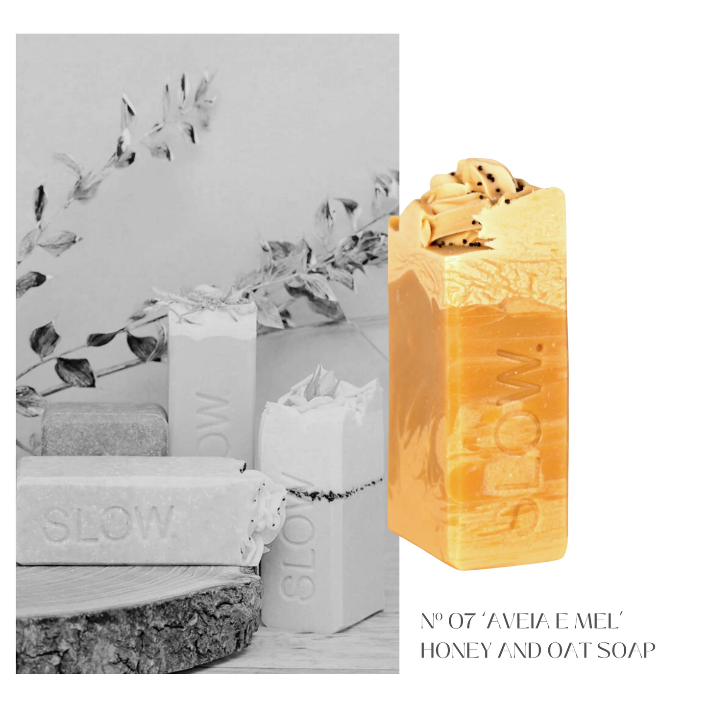 Slow. - Handseife - N°07 - Honey and Colloidal Oat Soap mit Orange, Ingwer, Sternanis und Zimt