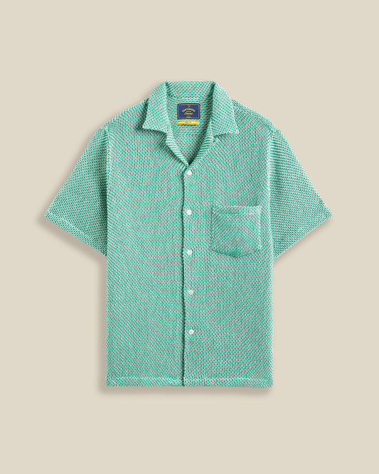 Portuguese Flannel - Kurzarmhemd Herren - Baumwolle - Grün gestrickt