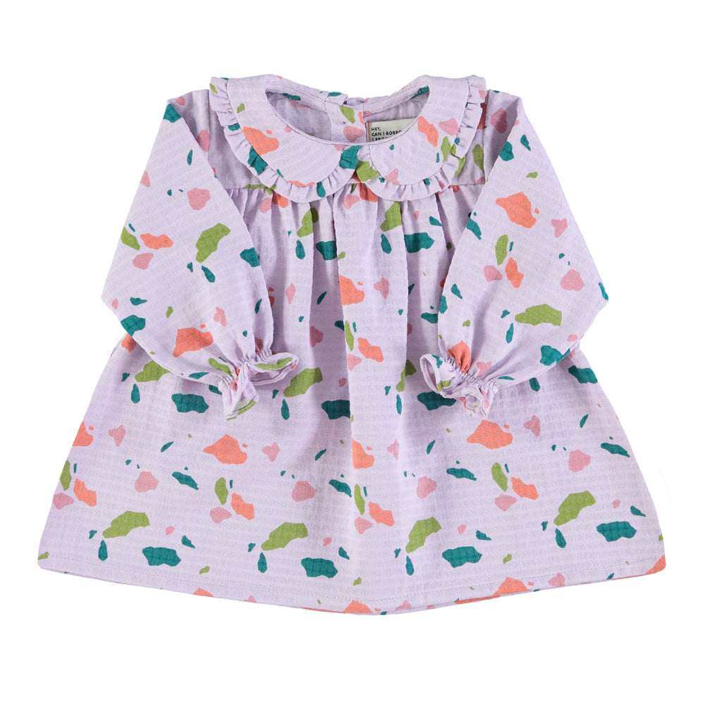 Piupiuchick - Baby Dress Lilac w Multicolor Geometric Allover