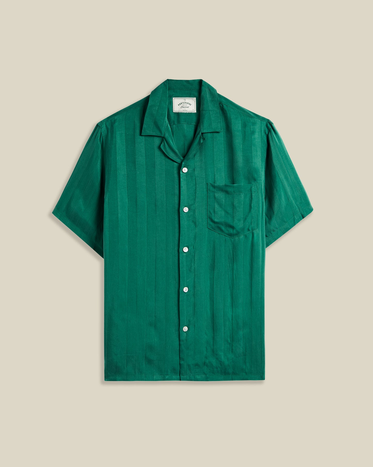 Portuguese Flannel - Cupro Stripe Green Kurzarmhemd