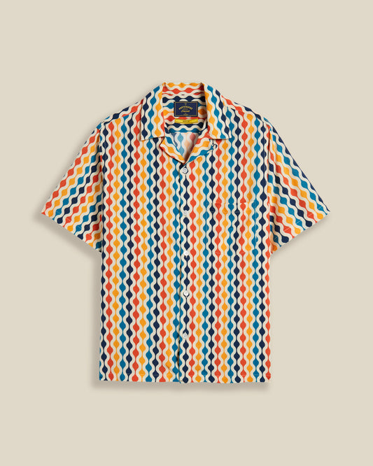Portuguese Flannel - Kurzarmhemd Herren - Viscose - Blau Gelb Rot