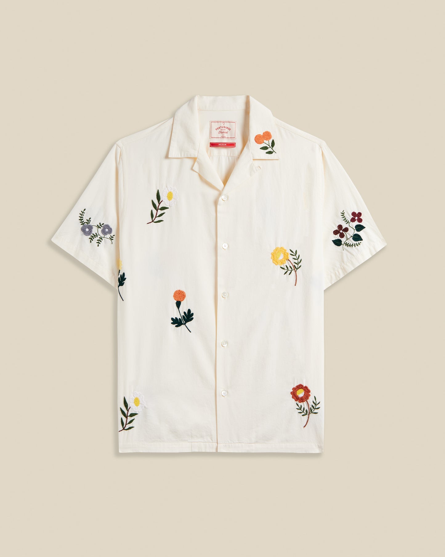 Portuguese Flannel - Embroidery Flowers Kurzarmhemd