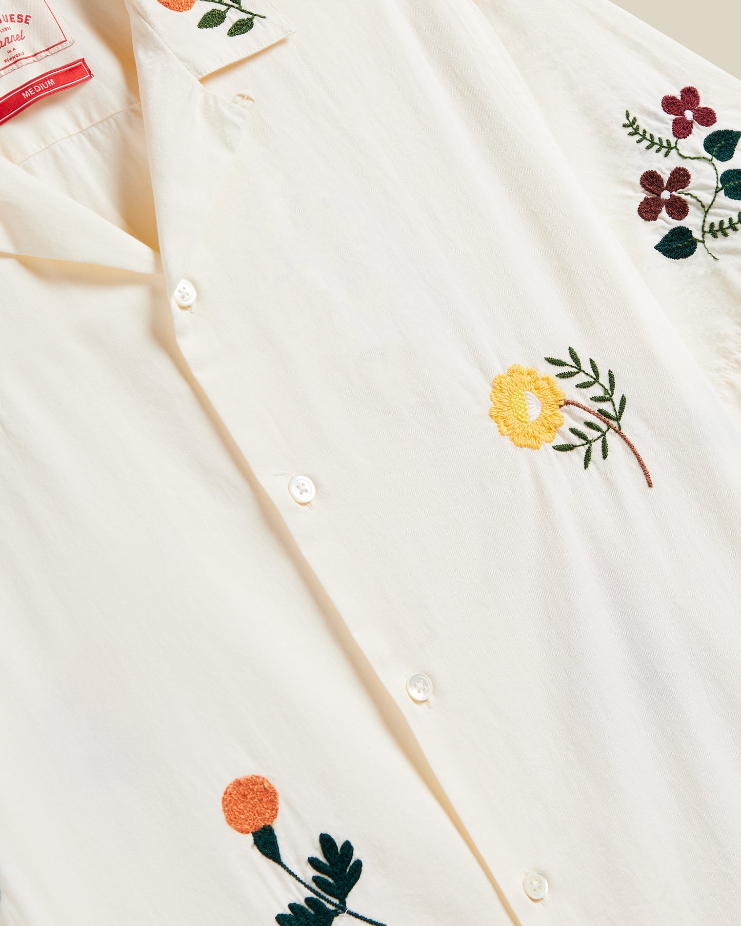 Portuguese Flannel - Embroidery Flowers Kurzarmhemd
