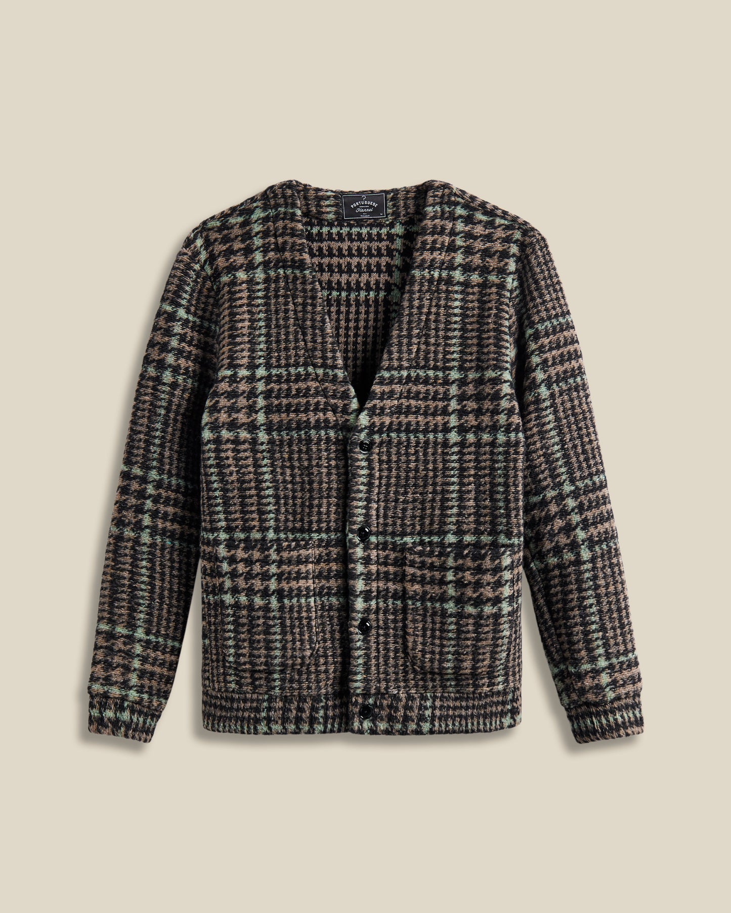 Portuguese Flannel - gales cardigan black green
