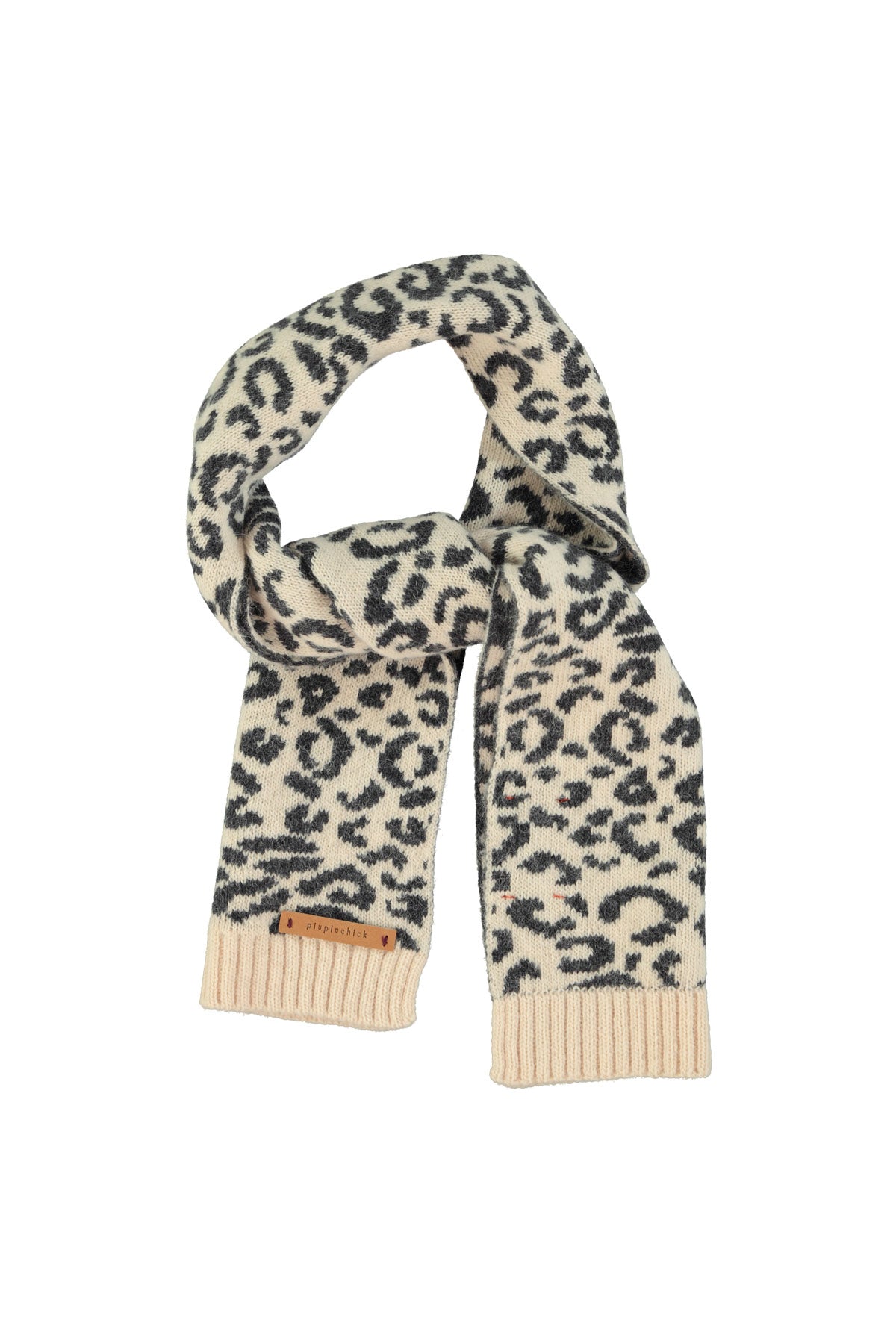 Piupiuchick AW25 - Knitted scarf | Light pink w/ animal print