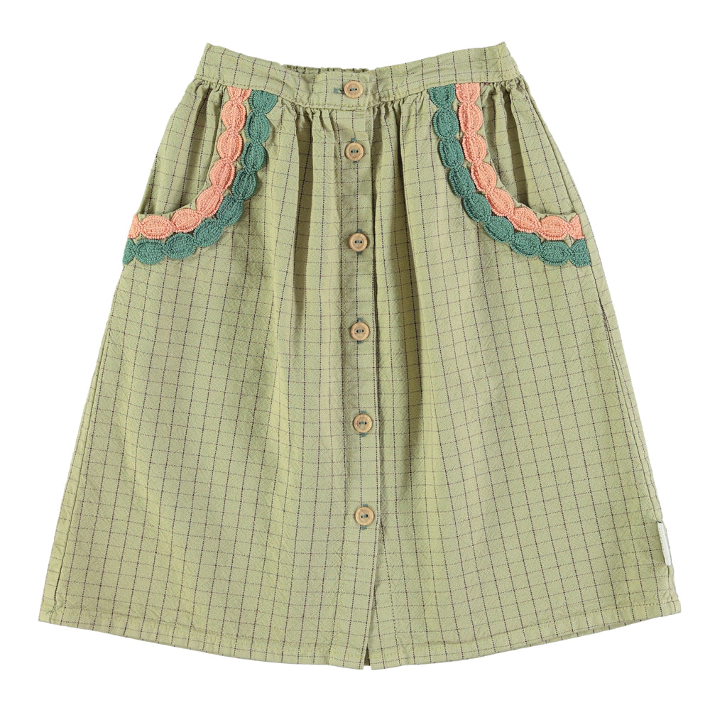 Piupiuchick - Long Skirt Sage Green Checkered