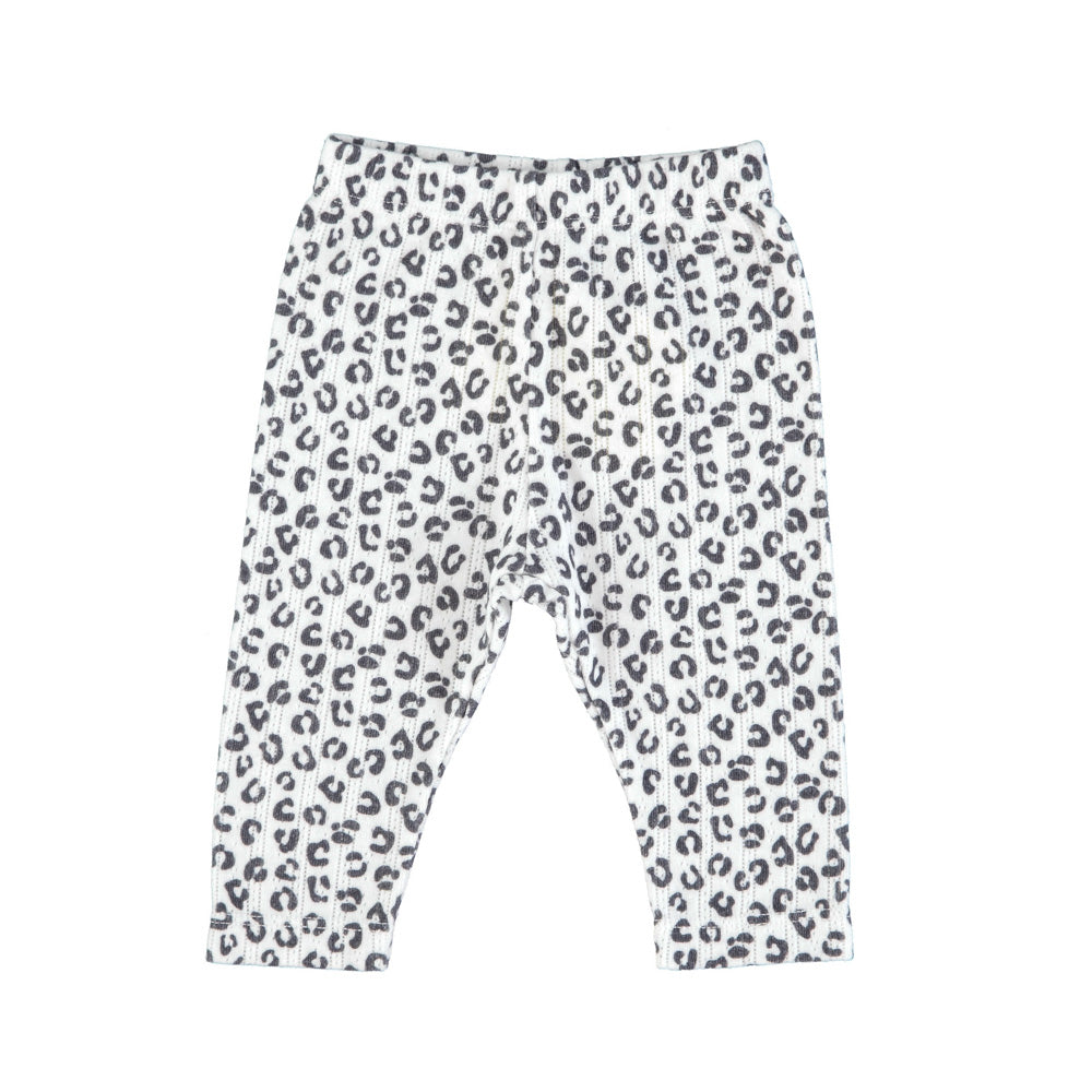 Piupiuchick - Newborn Leggins Ecru w Animal Print