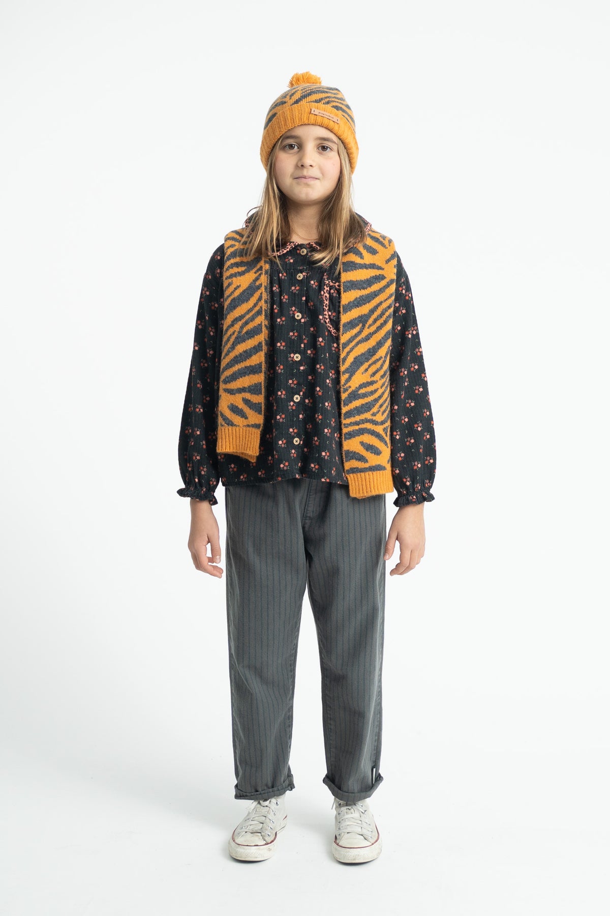 Piupiuchick AW26 - Kinder Hose Grau - 100% Baumwolle - Gestreift