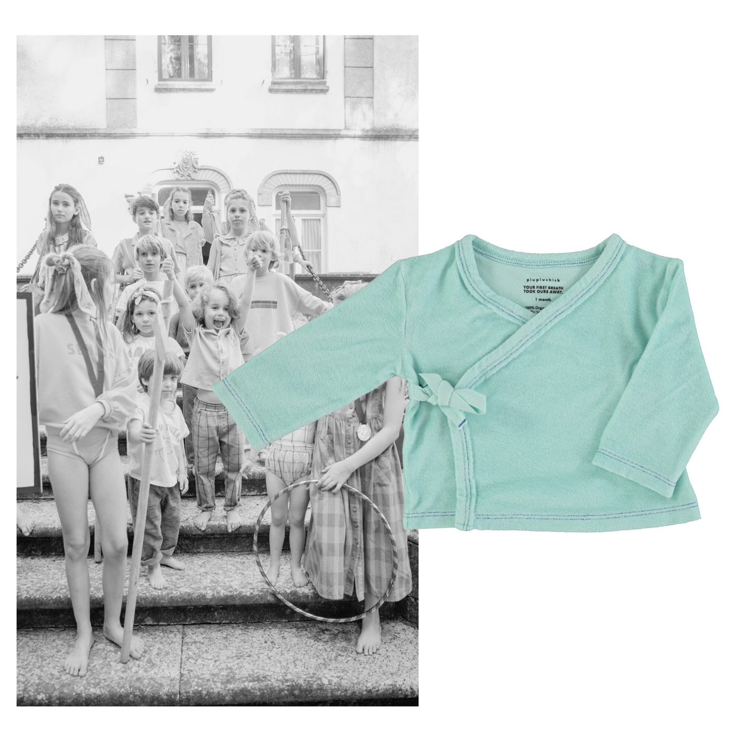 Piupiuchick - Newborn Cardigan V-Neck Mint SS25