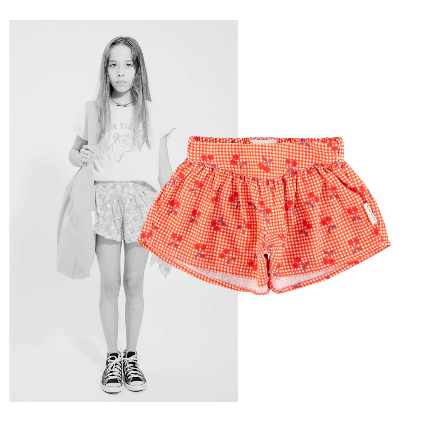 Piupiuchick - Shorts Red & White Checkered Cherries SS25