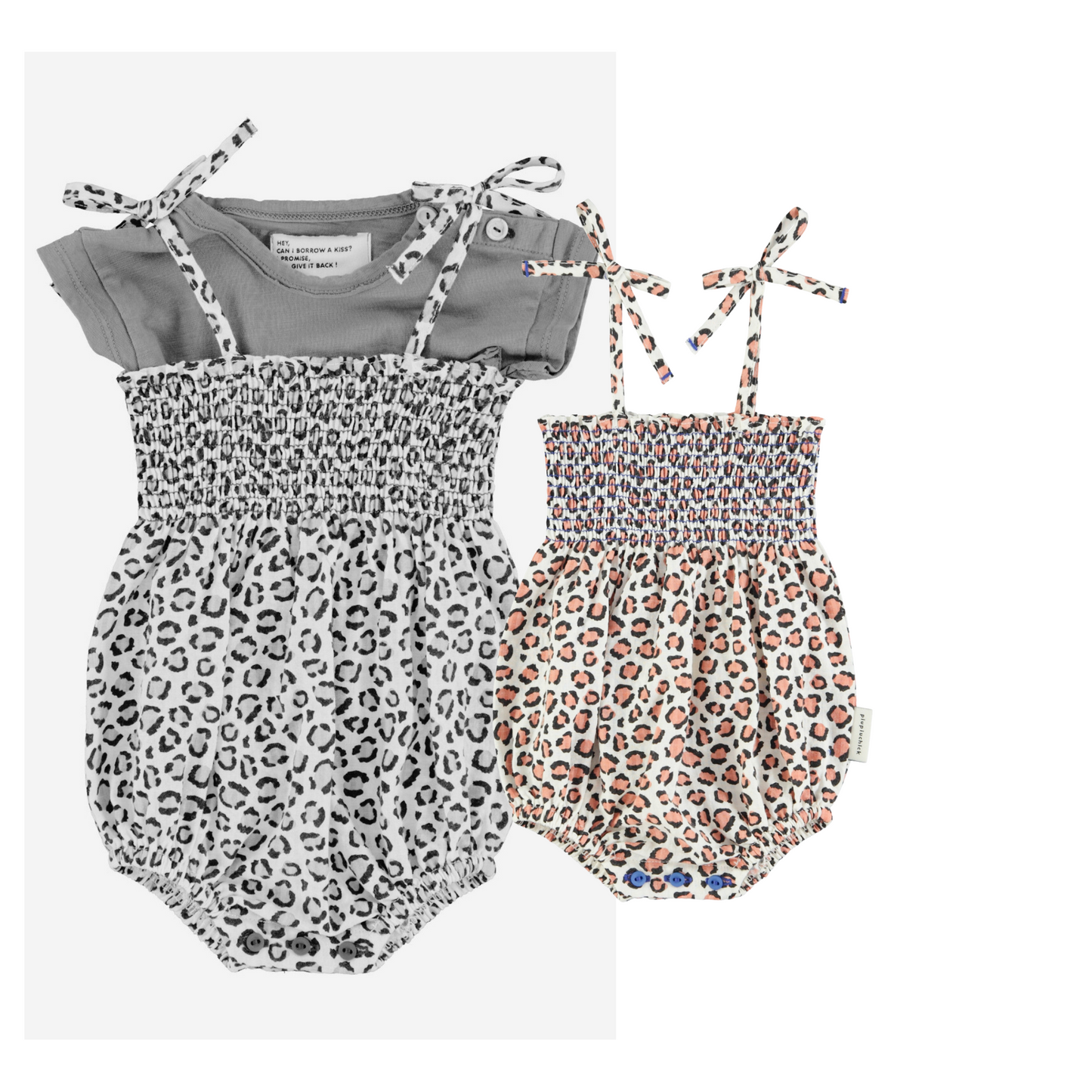 Piupiuchick - Baby Romper Ecru Animal Print SS25