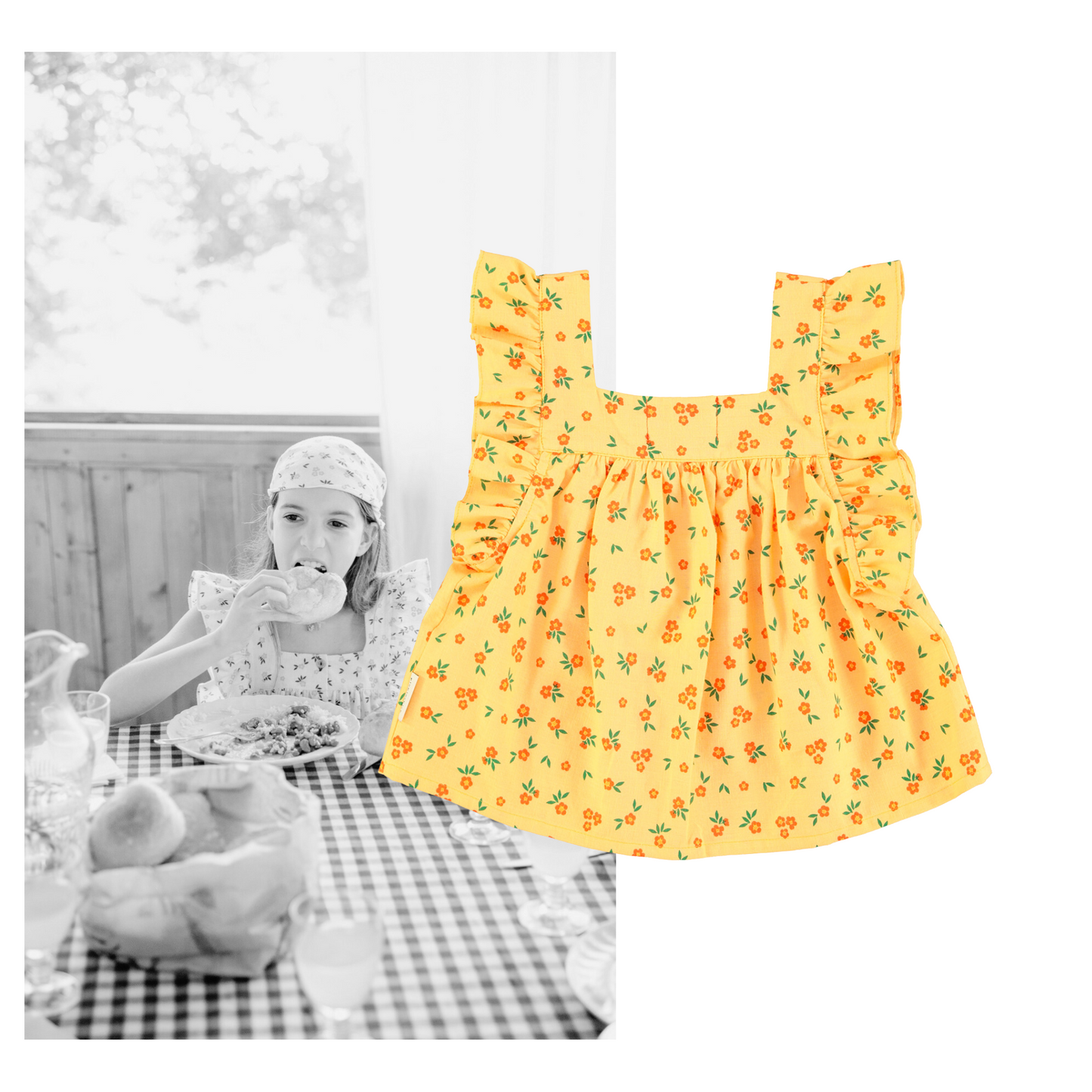 Piupiuchick - Sleeveless Blouse Yellow Flowers SS25
