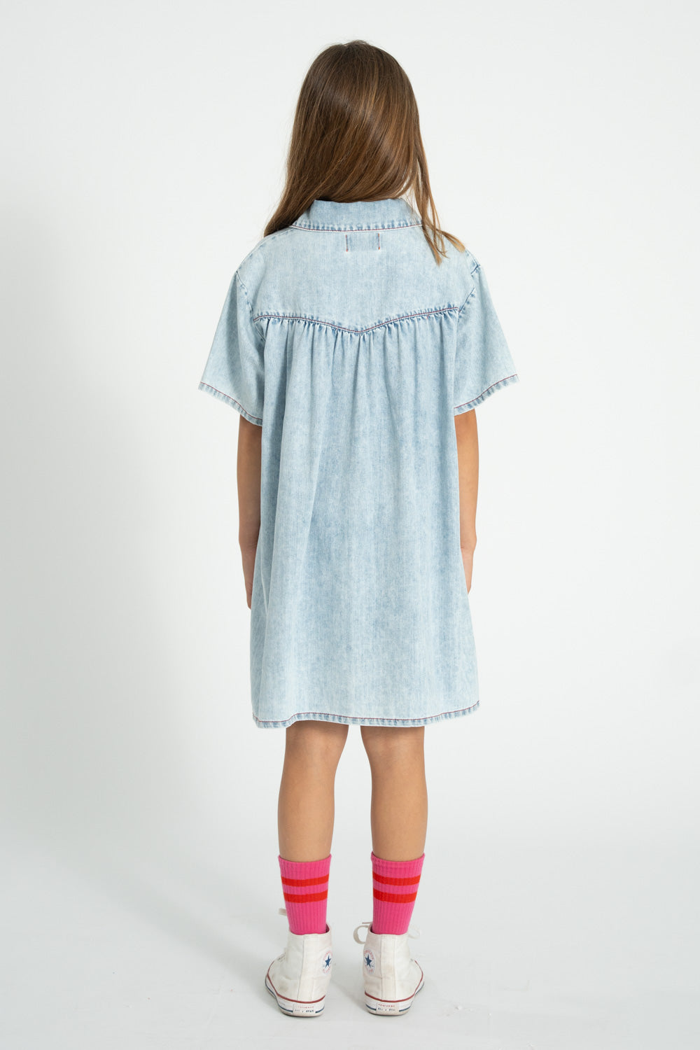 Piupiuchick SS26 - Kurzes Kinderkleid - Baumwolle - Blau Denim