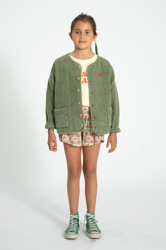 Piupiuchick SS26 - Kurze Hose für Kinder - Baumwolle - Gelb mit Kirschen