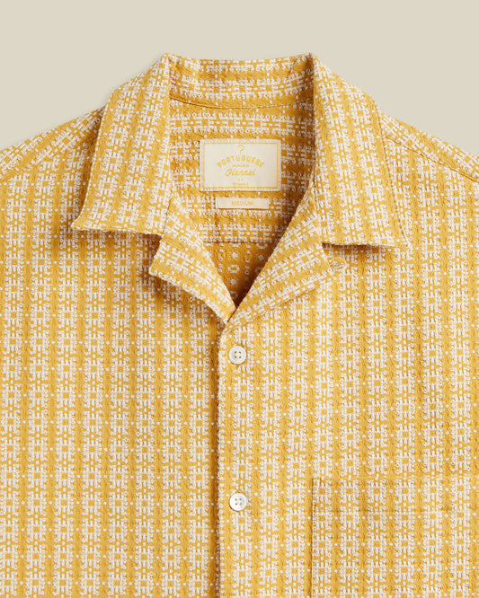Portuguese Flannel - Kurzarmhemd Herren - Baumwolle - Gelb Geometrisch