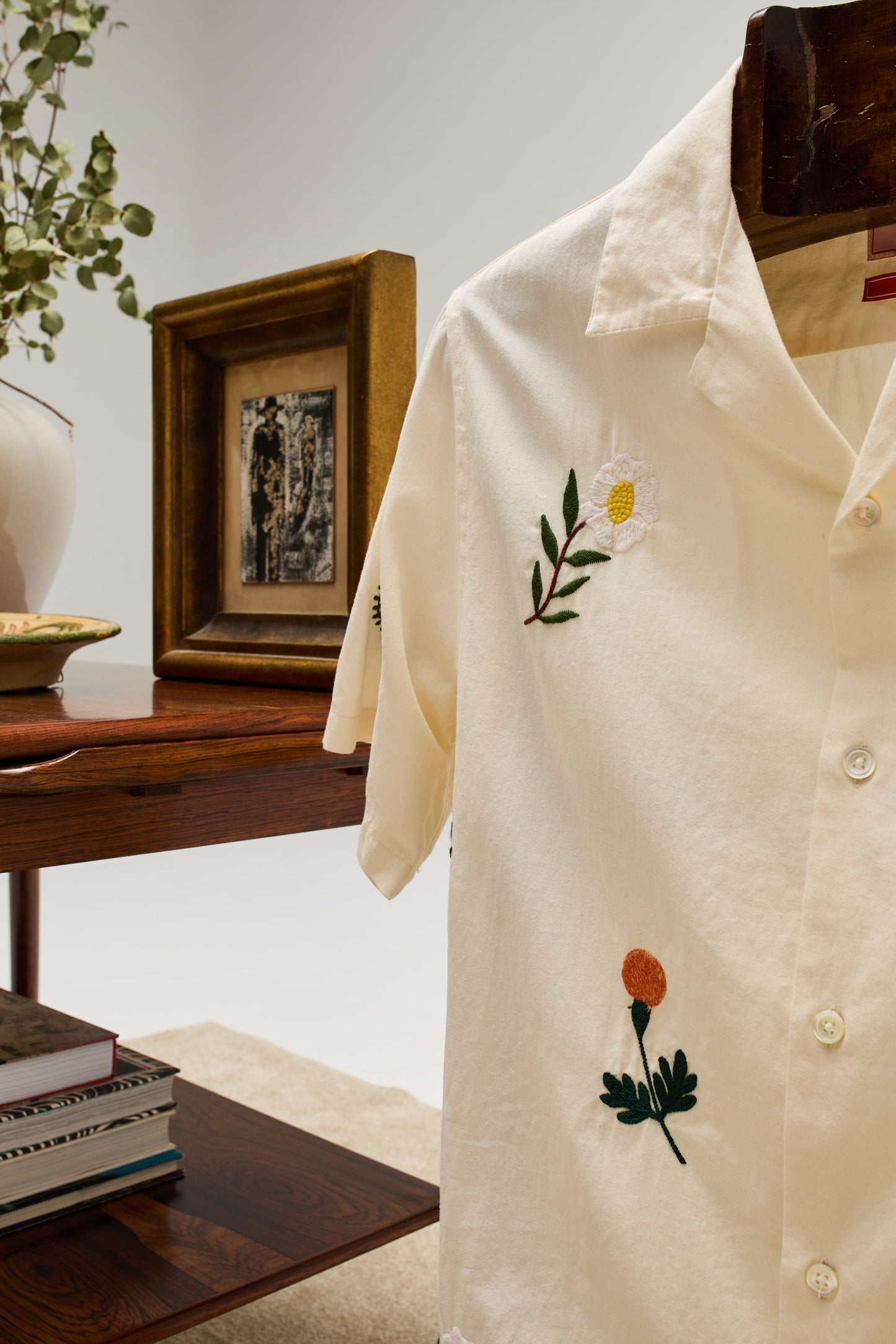 Portuguese Flannel - Embroidery Flowers Kurzarmhemd