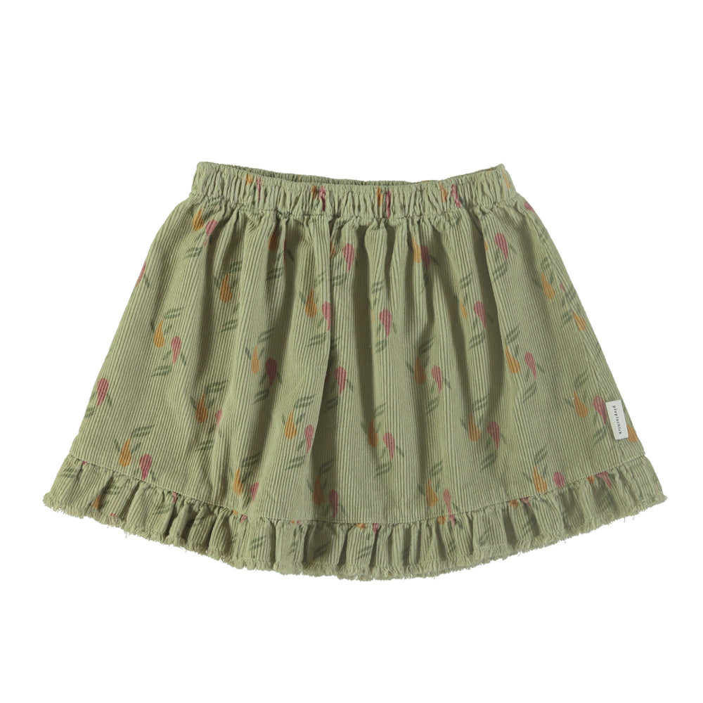 Piupiuchick - Short Skirt w Ruffles Sage Green w Multicolor Fishes