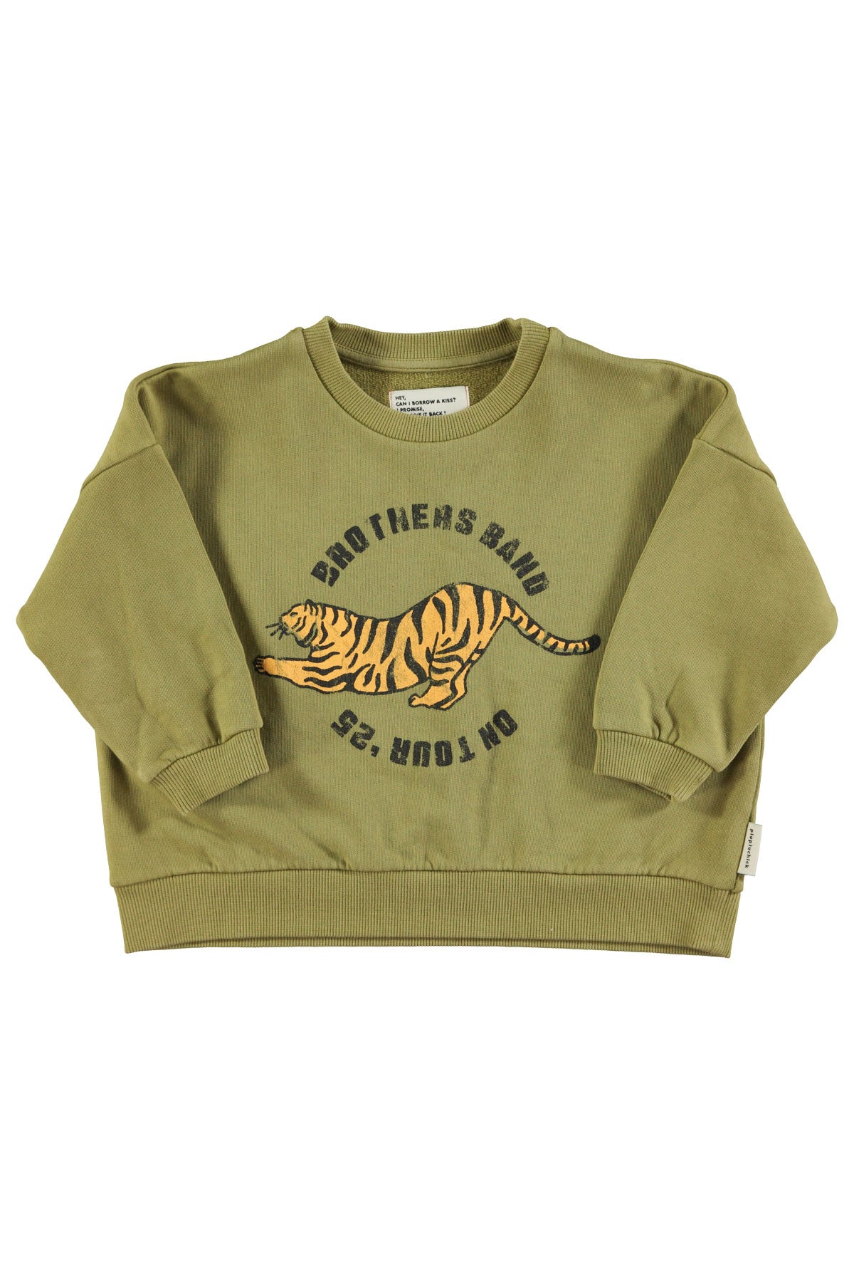 Piupiuchick AW25 - Sweatshirt | Olive green w/ tiger print