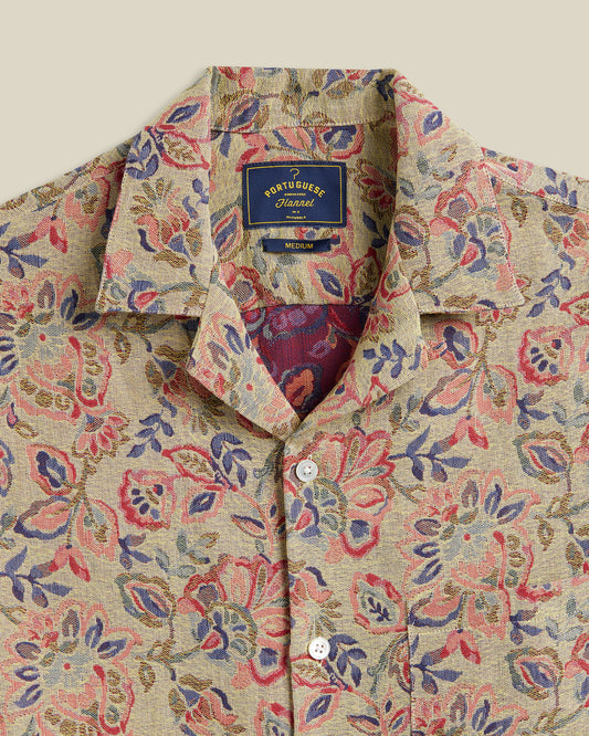 Portuguese Flannel - Kurzarmhemd Herren - 100% Baumwolle - Blumen Muster