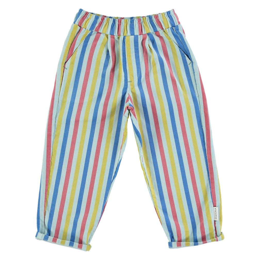 Piupiuchick - Unisex Trousers Green w Multicolor Stripes