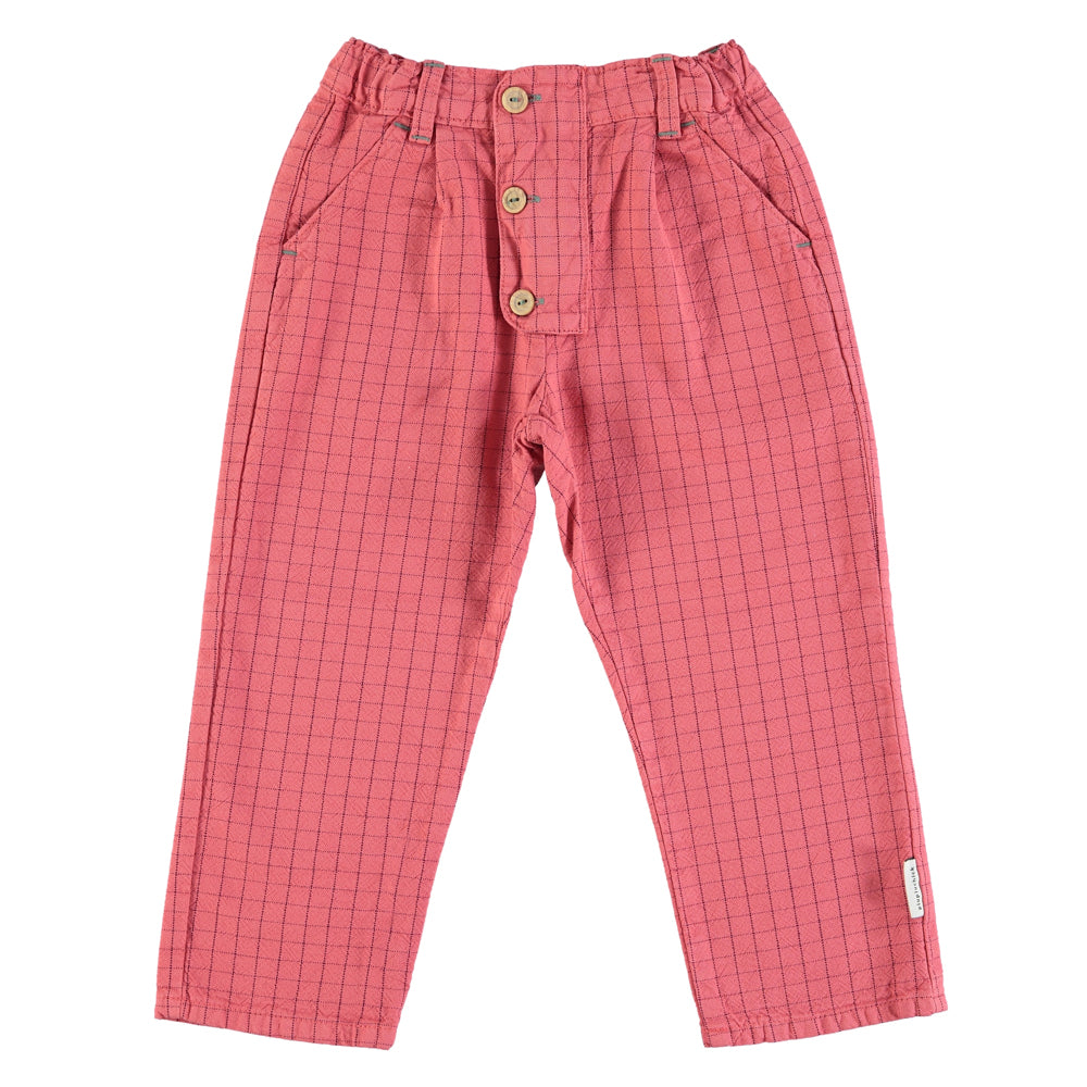 Piupiuchick - Unisex Trousers w Buttons Strawberry Checkered