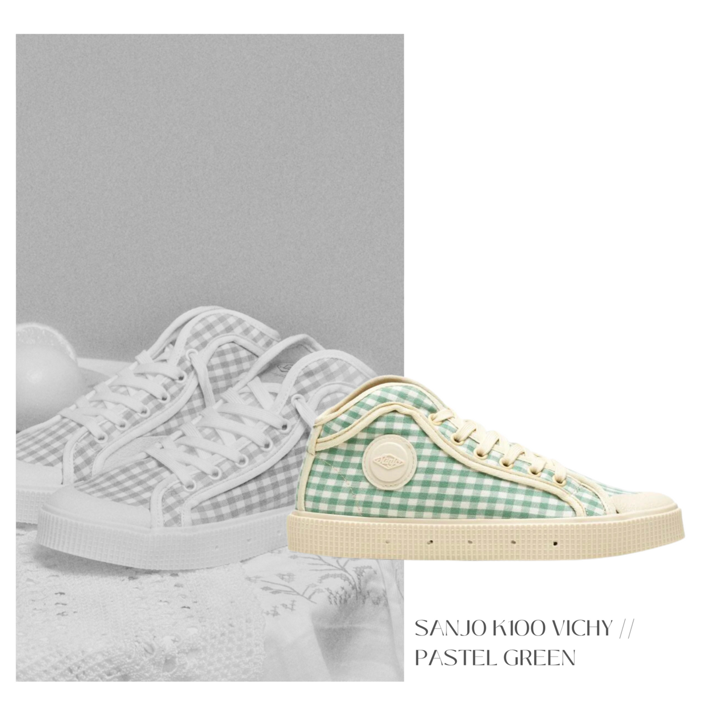 Sanjo - K100 Vichy - Pastel Green - Retro Sneaker