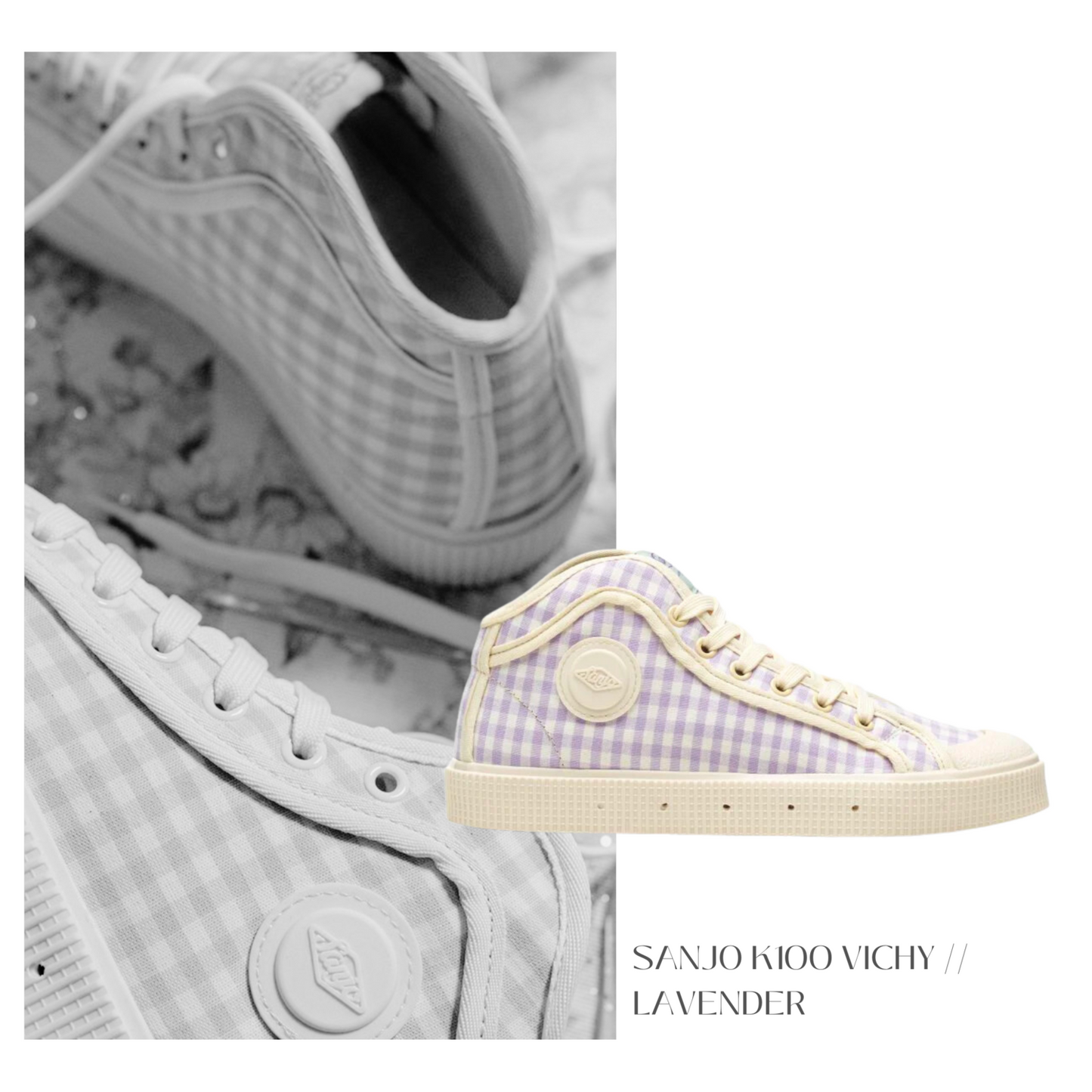 Sanjo - K100 Vichy - Lavendel - Retro Sneaker