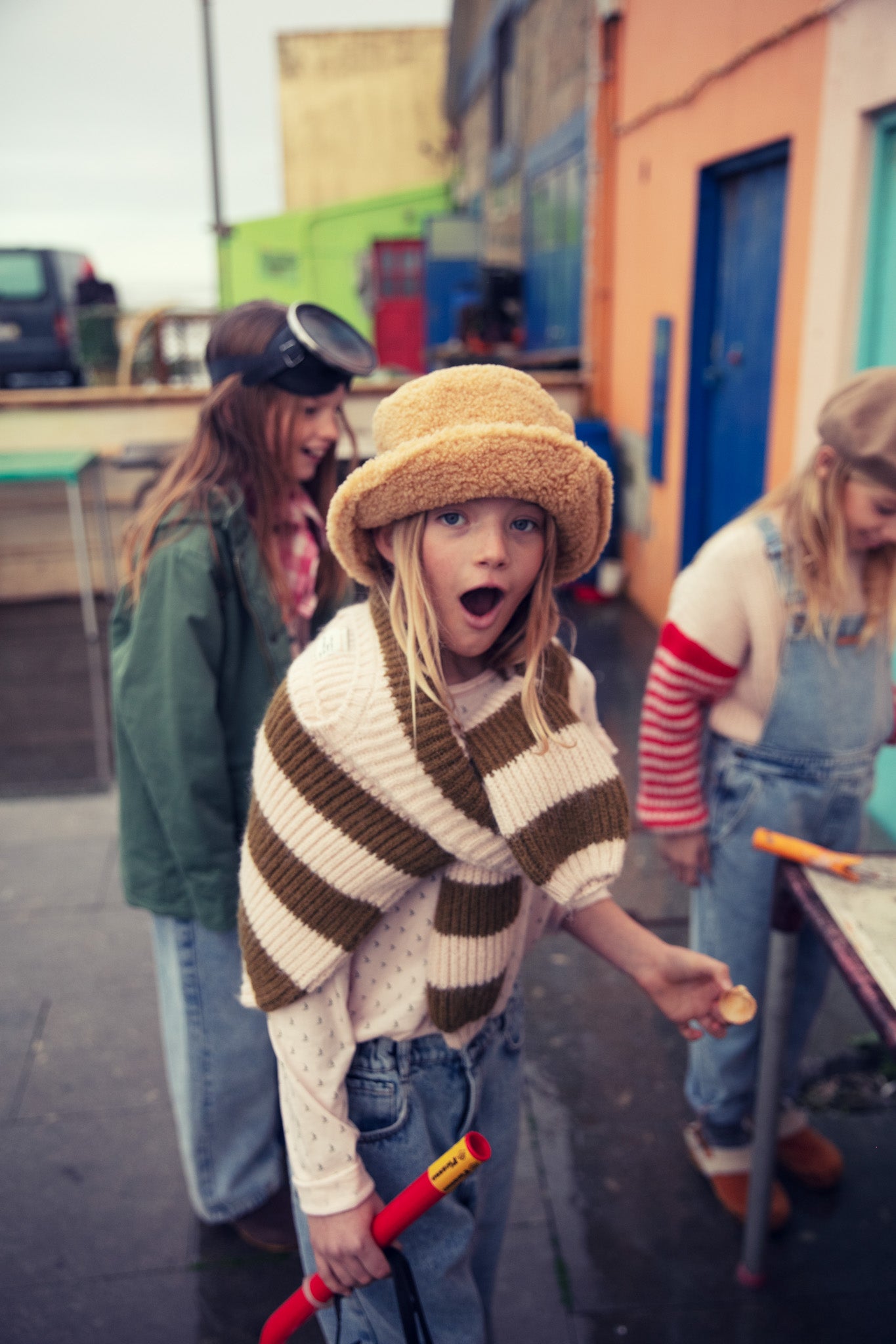 Piupiuchick - Knitted Sweater Green Ecru Stripes