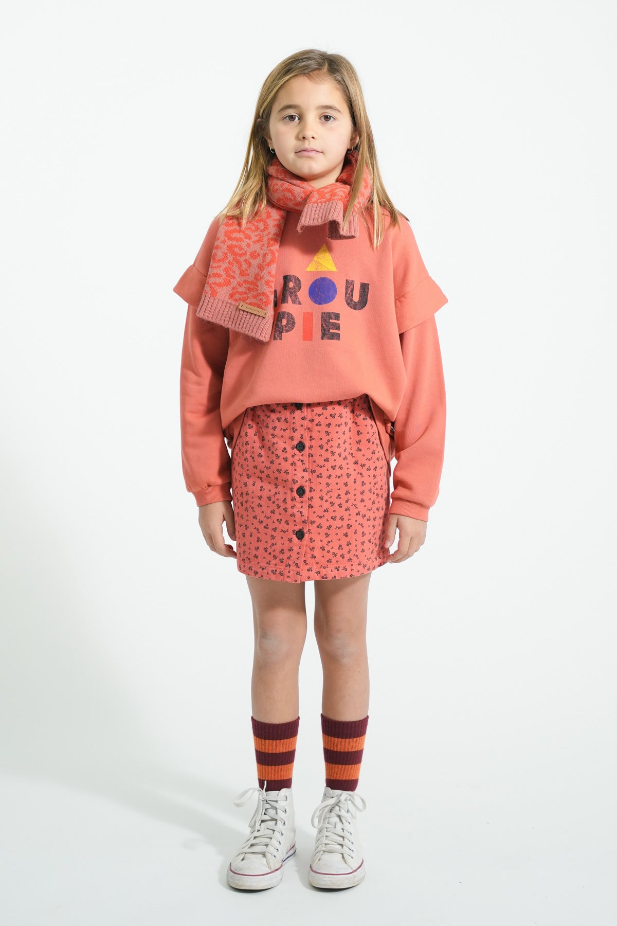 Piupiuchick AW25 - Knitted scarf | Pink w/ animal print
