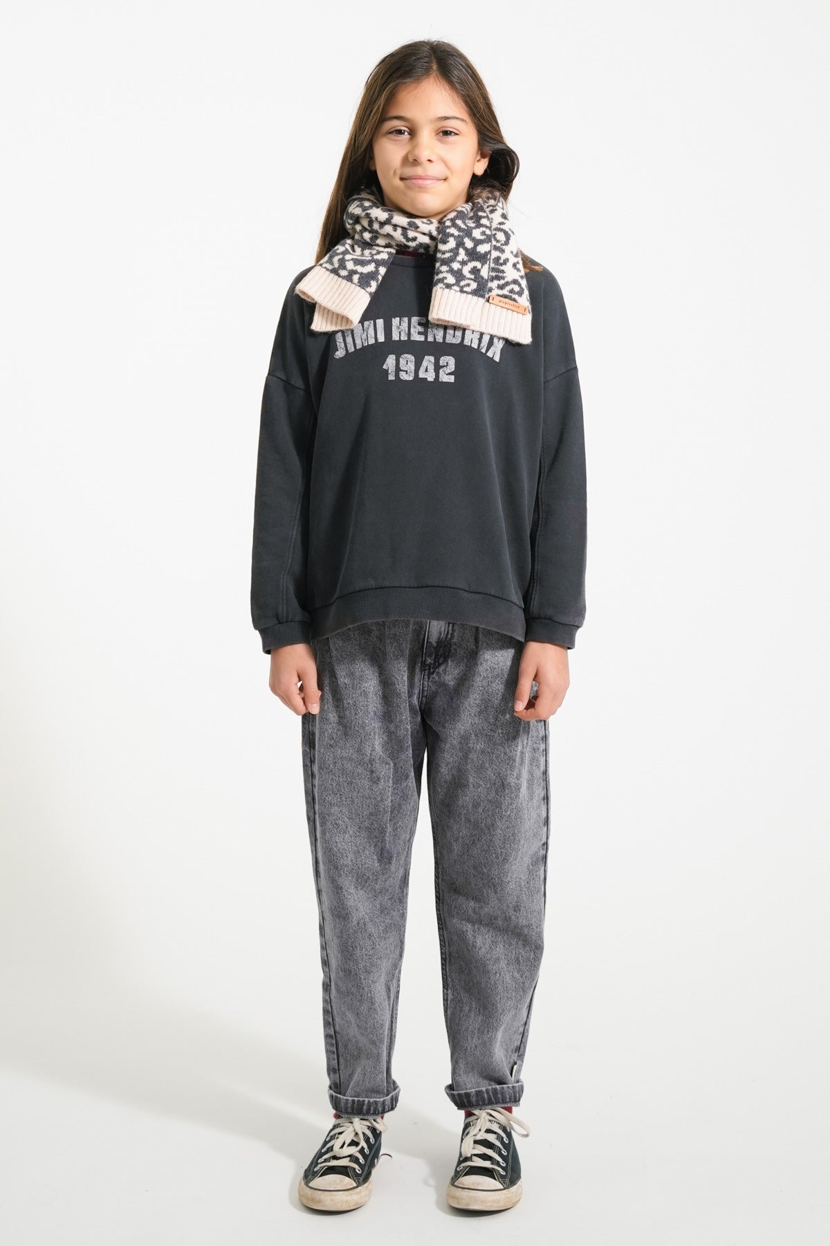 Piupiuchick AW25 - Knitted scarf | Light pink w/ animal print