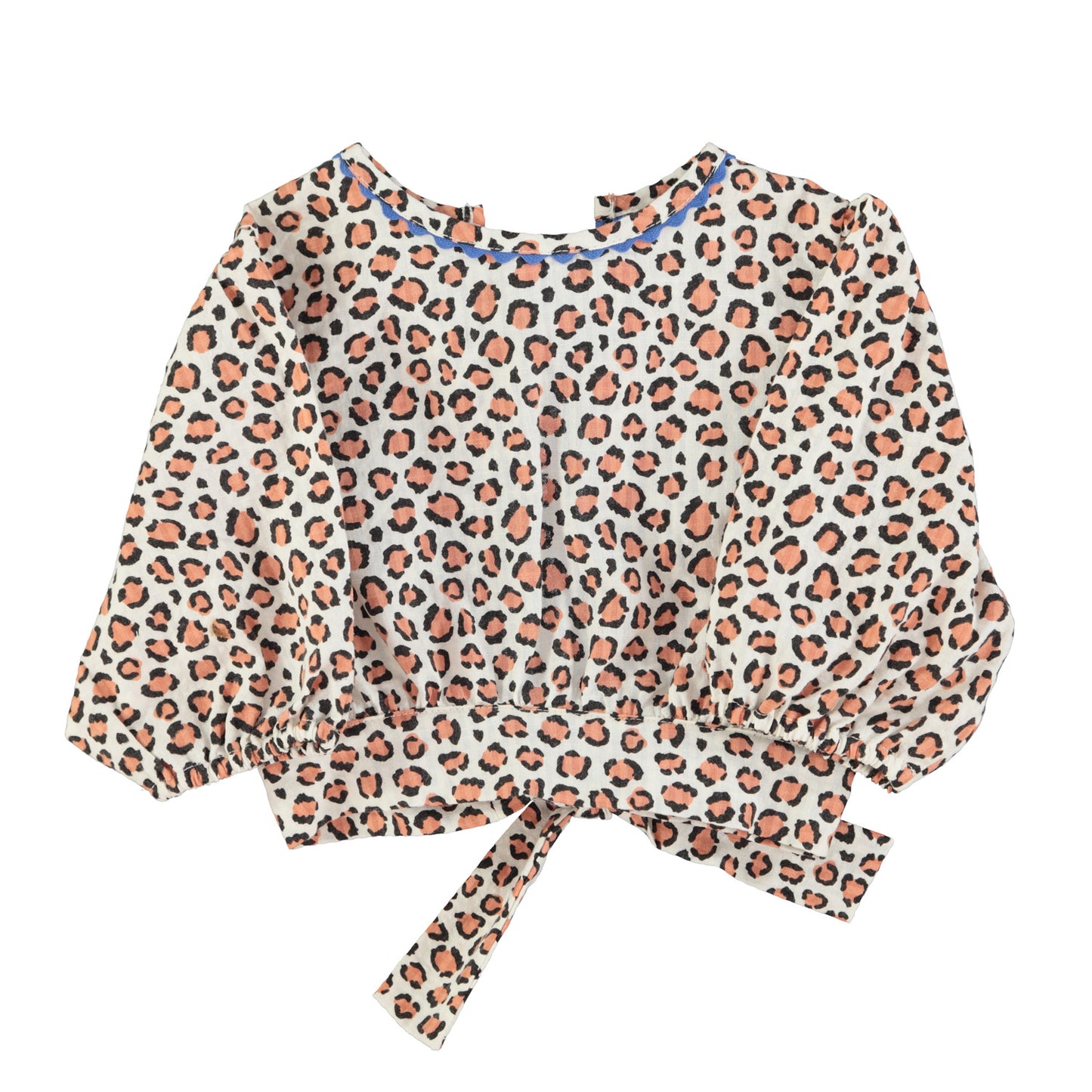 Piupiuchick - Cropped Blouse Baloon Sleeves Ecru Animal Print SS25