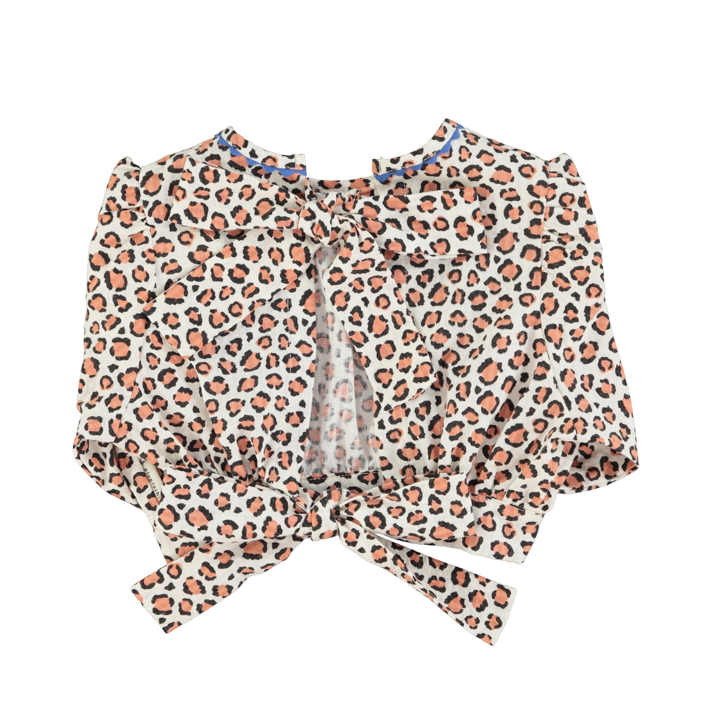 Piupiuchick - Cropped Blouse Baloon Sleeves Ecru Animal Print SS25