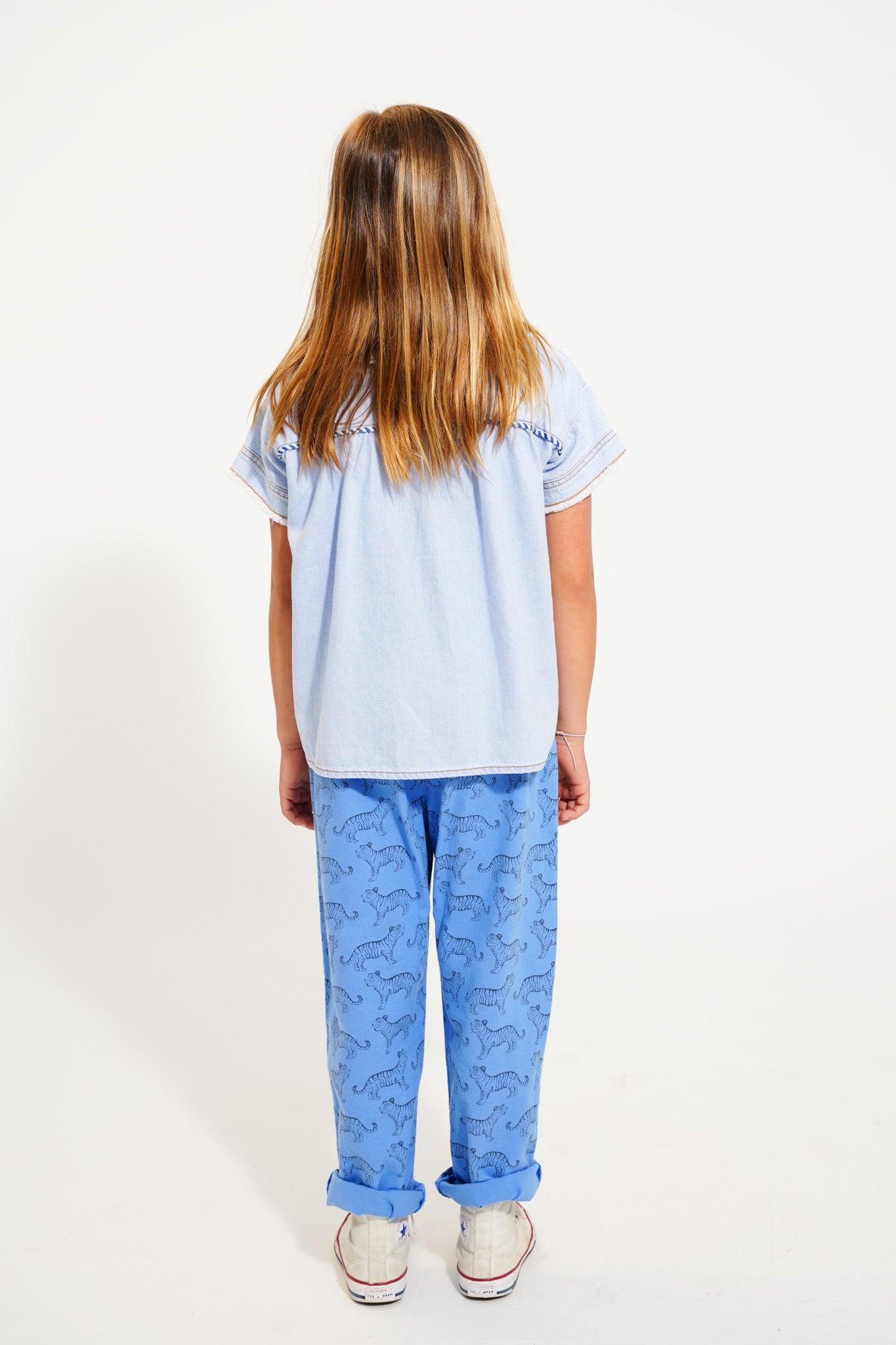 Piupiuchick - Peter Pan Collar Shirt Light Blue Soft Denim SS25