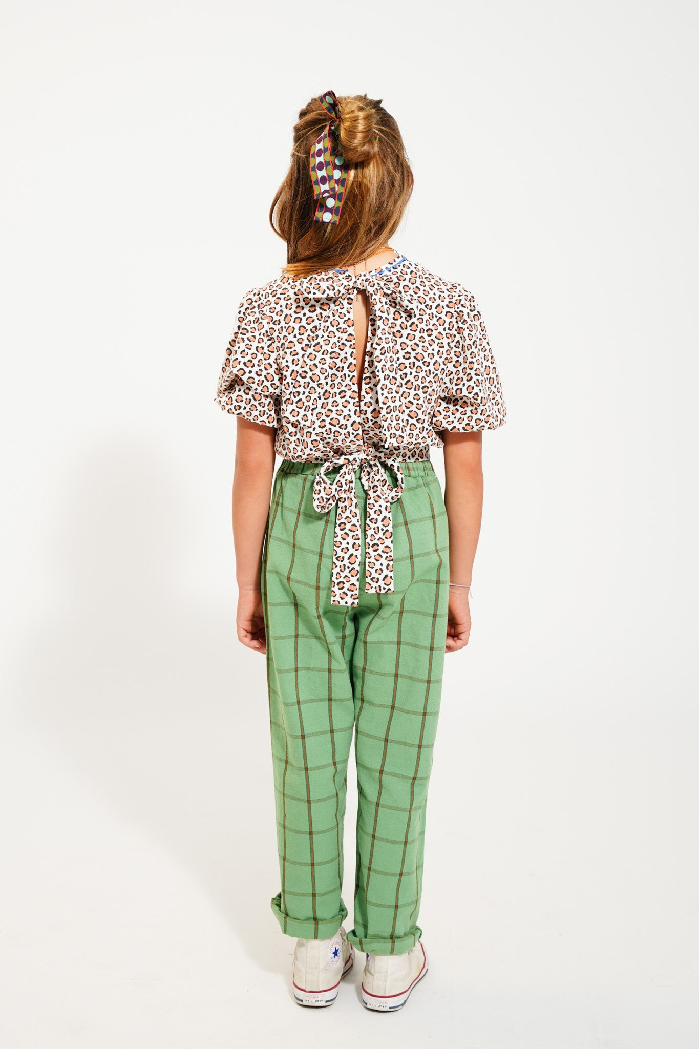 Piupiuchick - Cropped Blouse Baloon Sleeves Ecru Animal Print SS25