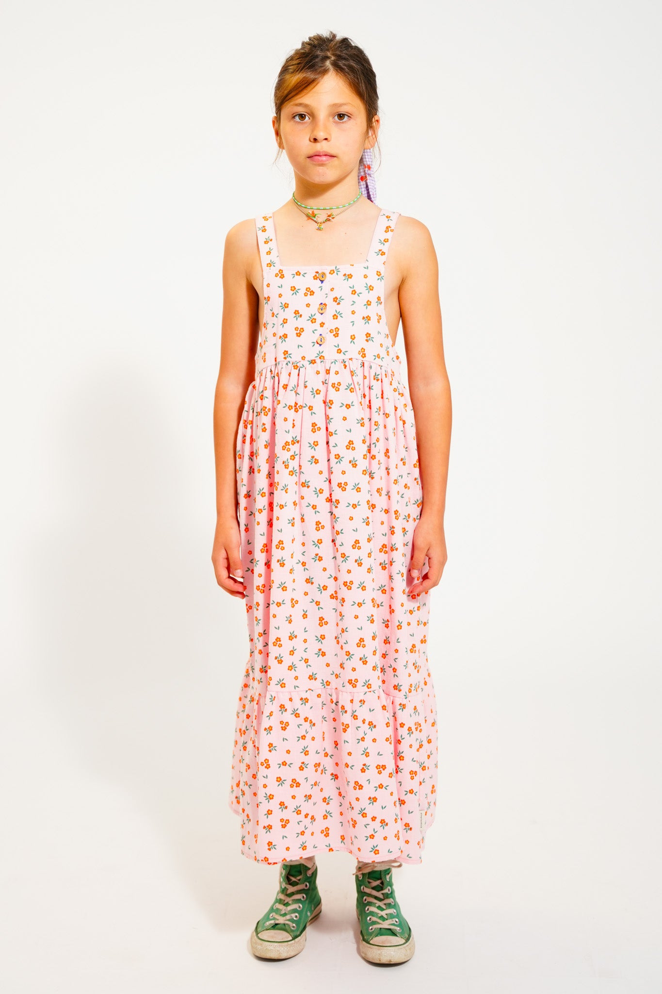 Piupiuchick - Long Layered Dress Pink Flowers SS25