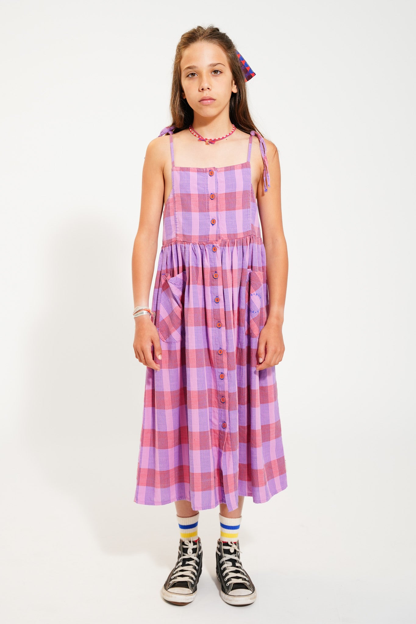 Piupiuchick - Long Dress Lavender Checkered SS25