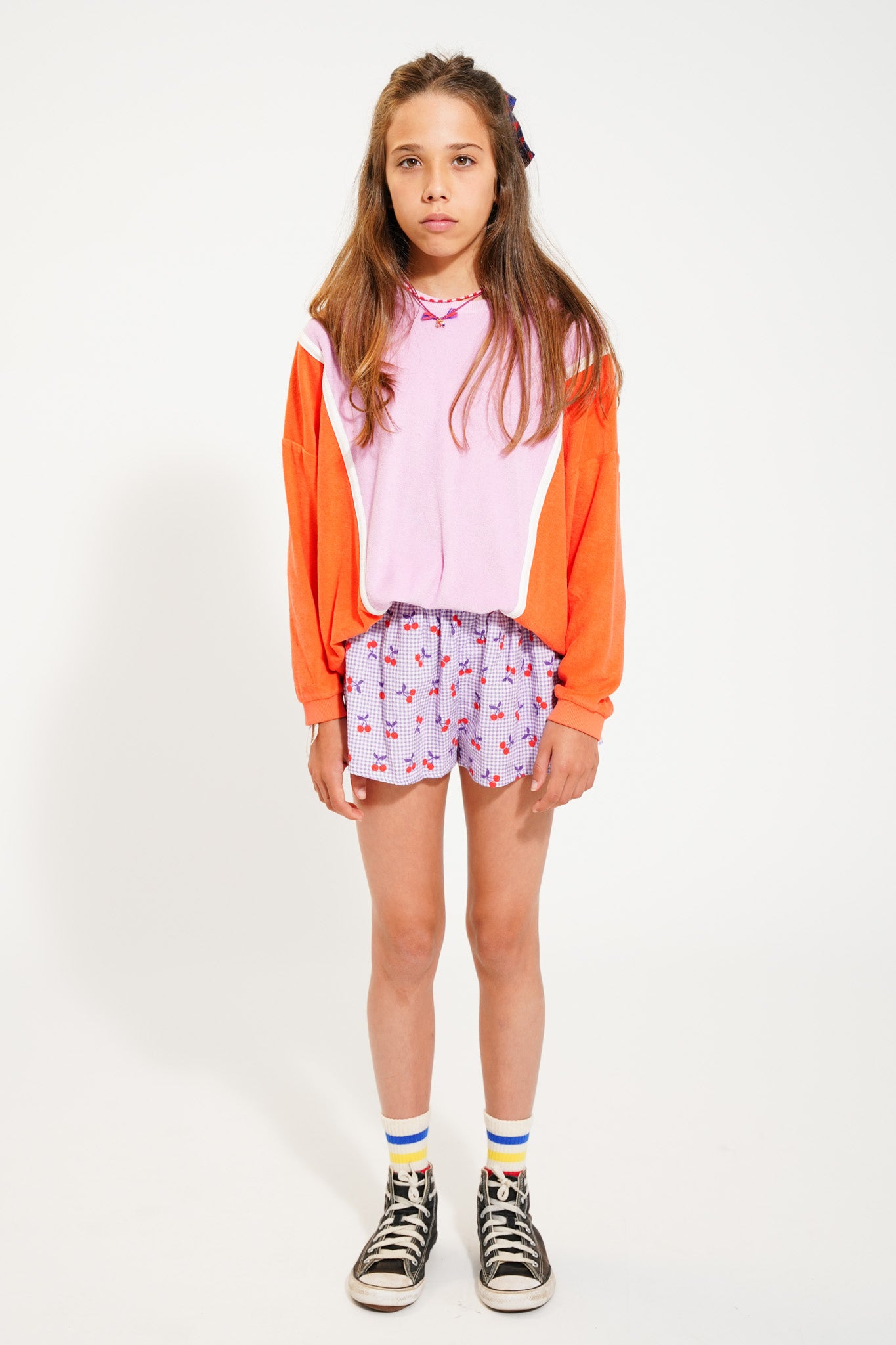 Piupiuchick - Shorts Purple & White Checkered Cherries SS25