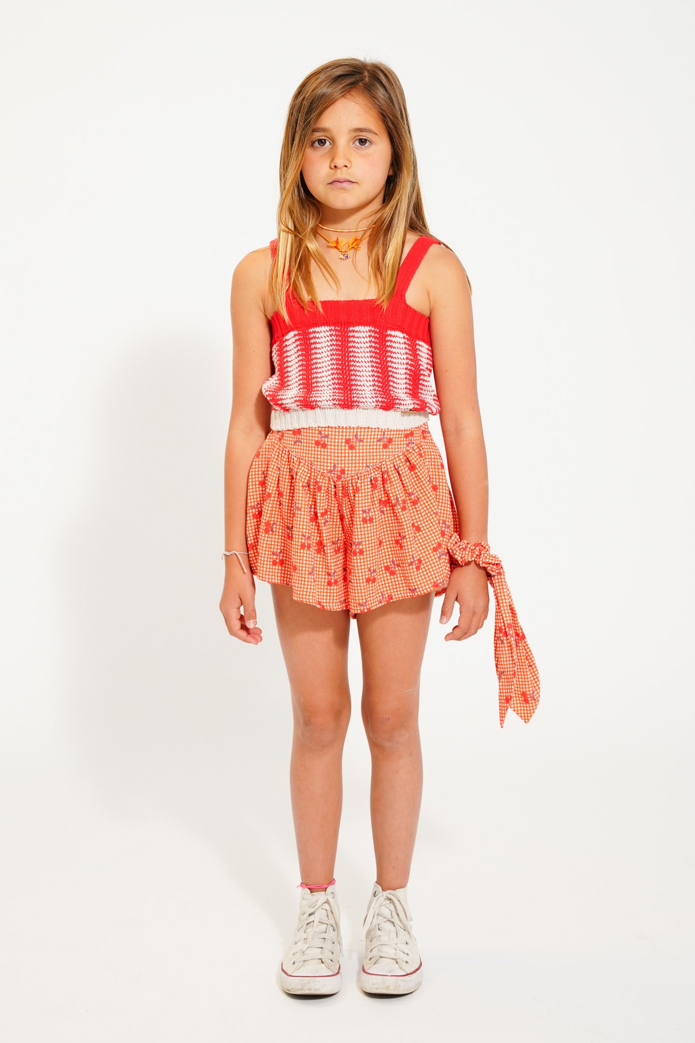 Piupiuchick - Shorts Red & White Checkered Cherries SS25