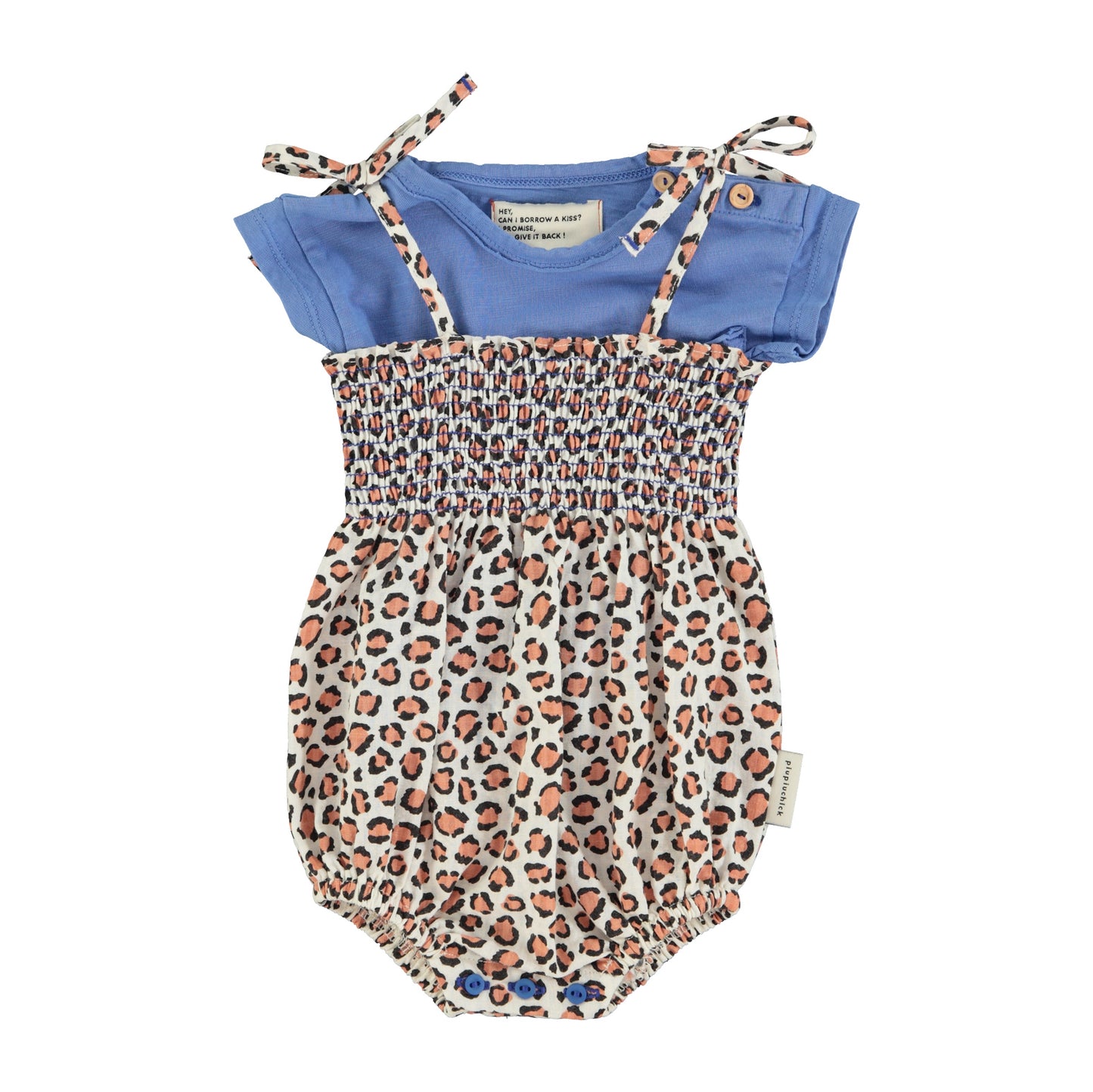 Piupiuchick - Baby Romper Ecru Animal Print SS25