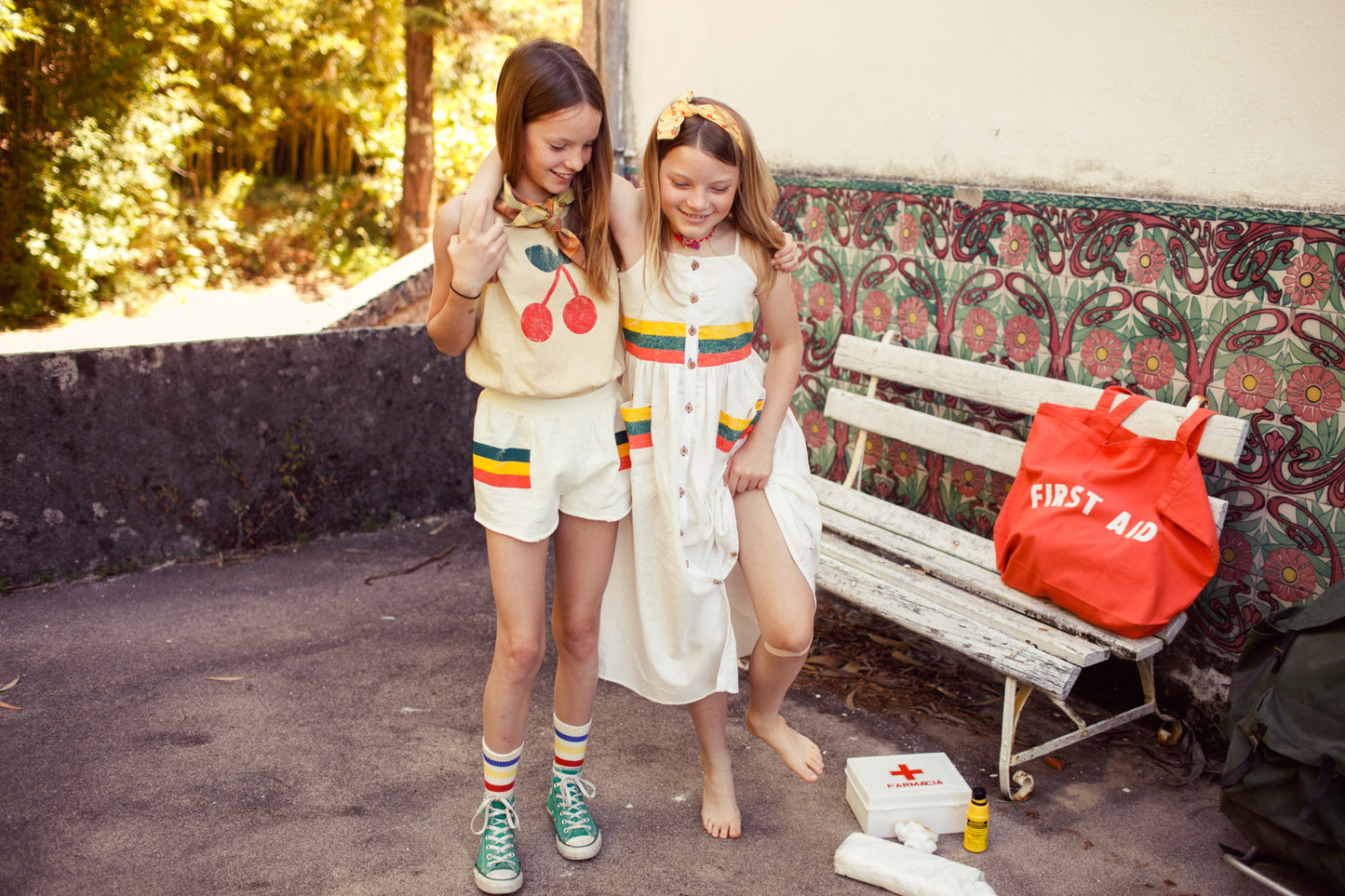Piupiuchick - Long Dress Ecru Multicolor Stripes Print SS25