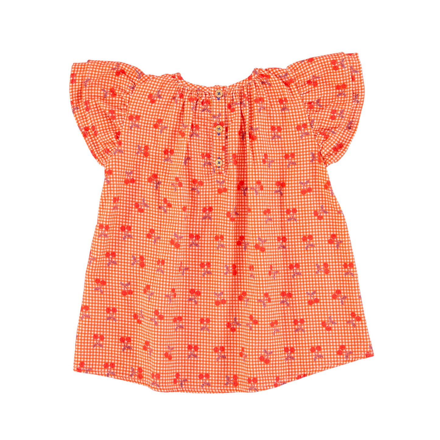Piupiuchick - Short Dress Red & White Checkered Cherries SS25