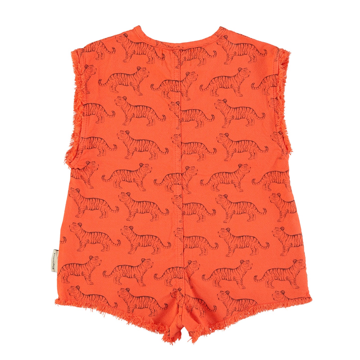 Piupiuchick - Short Sleeveless Jumpsuit Orange Black Tigers SS25