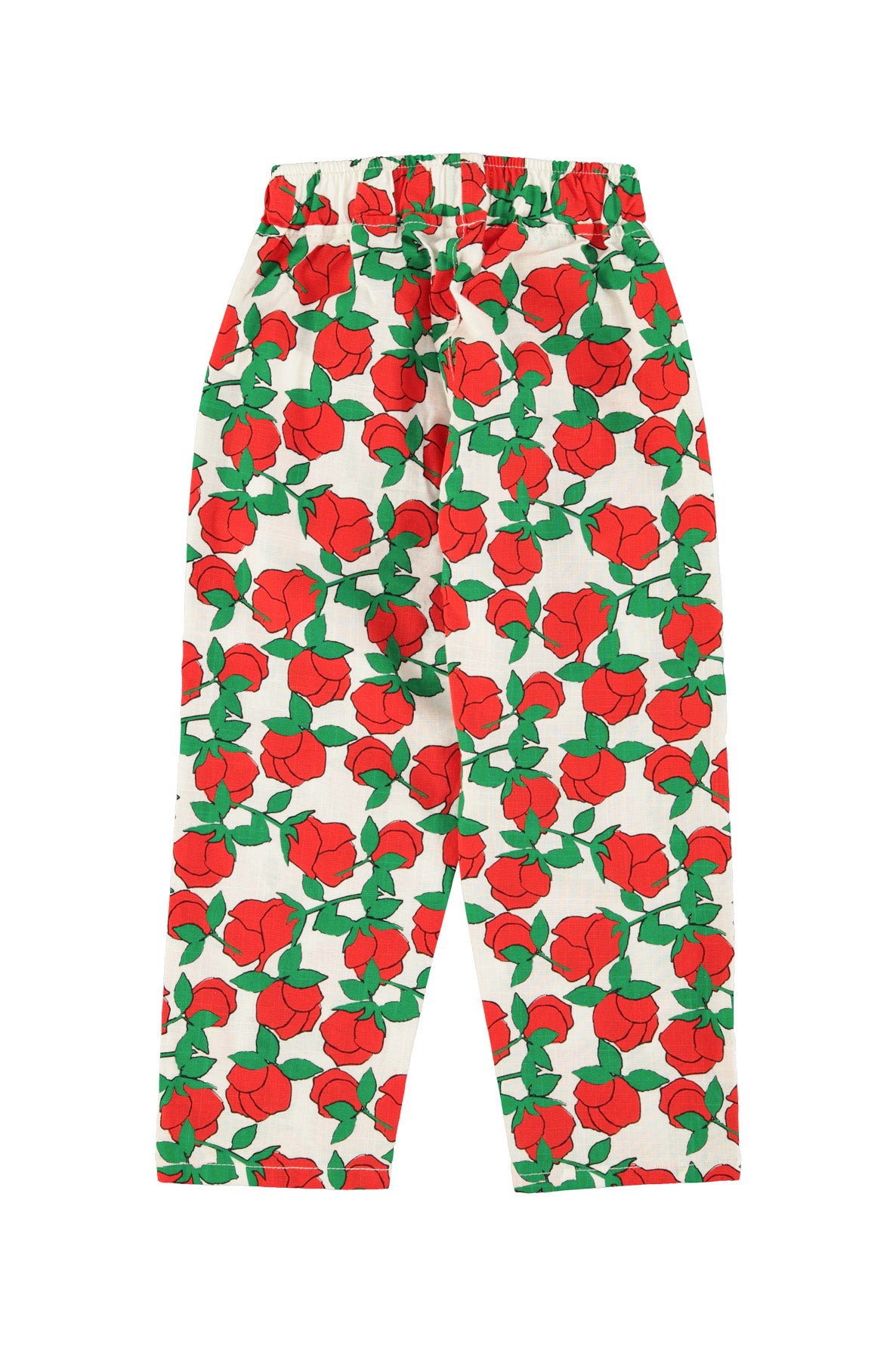 Piupiuchick SS26 - Kinder Hose - Baumwolle - Weiß mit roten Rosen
