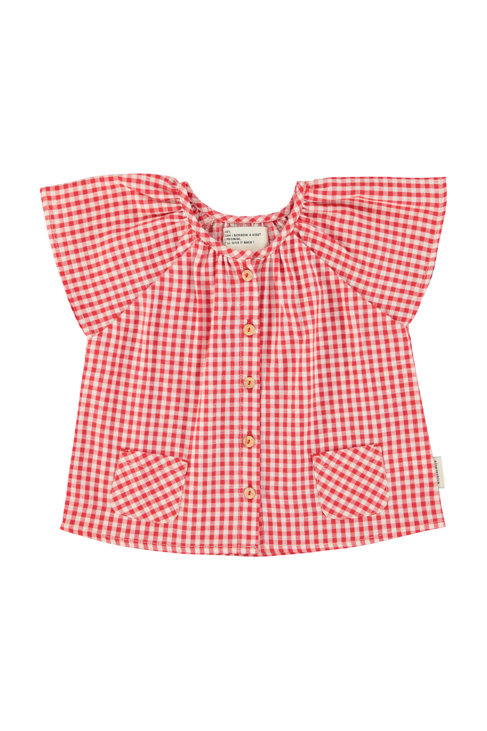 Piupiuchick SS26 - Kinder Bluse - Bio-Baumwolle - Rot Weiß Kariert