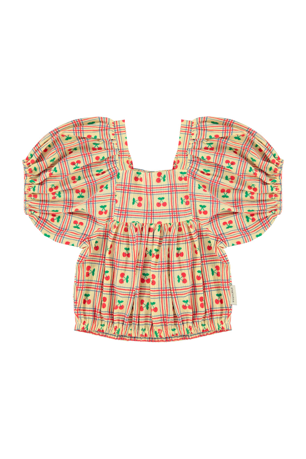 Piupiuchick SS26 - Kinder Bluse - Baumwolle - Gelb mit Kirschen